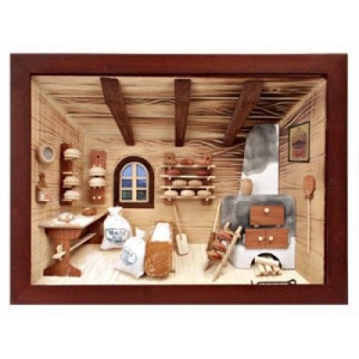 German 3D Wooden Shadow Box Picture Diorama Bread Pastry Kitchen Bakery Shop   222548369588
